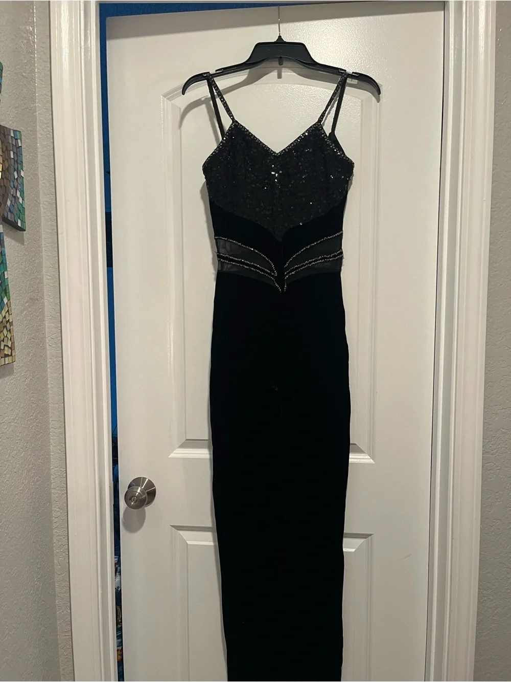Black Beaded Velvet Dance Unitard